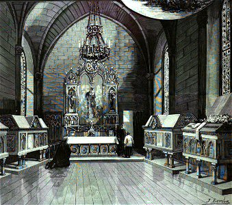 1890-10-30, La Ilustración Española y Americana1890, Exterior é interior del panteón de familia de los Excmos. Sres. Duques de Fernán Núñez, situado en término de la Alameda de Osuna (cropped) Interior