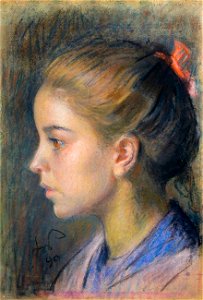 Stanisław Wyspiański - Dziewczynka z czerwoną wstążką we włosach