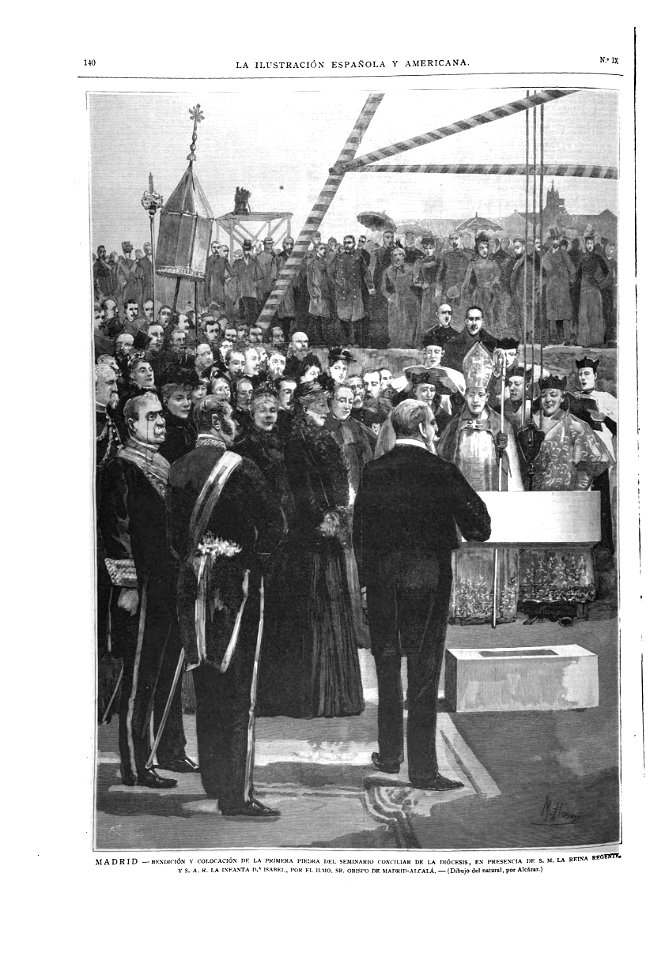 1891-03-08, La Ilustración Española y Americana, Madrid, Bendición y colocación de la primera piedra del Seminario Conciliar de la Diócesis, Alcázar