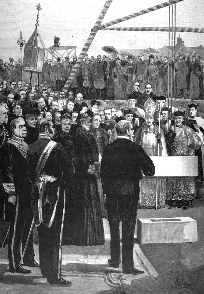 1891-03-08, La Ilustración Española y Americana, Madrid, Bendición y colocación de la primera piedra del Seminario Conciliar de la Diócesis, Alcázar (cropped)