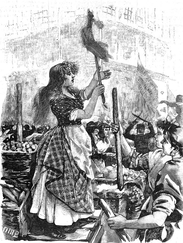 1892-07-16, La Ilustración Nacional, La Sarasate arengando a las verduleras en la plaza de la Cebada, Méndez Bringa (cropped)