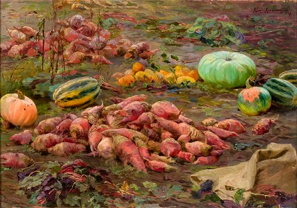 Maria Klass-Kazanowska - Martwa natura - buraki i dynie na polu 1892