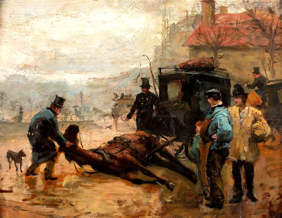 Aleksander Gierymski - Scena uliczna w Paryżu