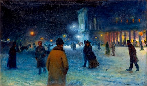Józef Rapacki - Wieczór na placu teatralnym w Warszawie 1893
