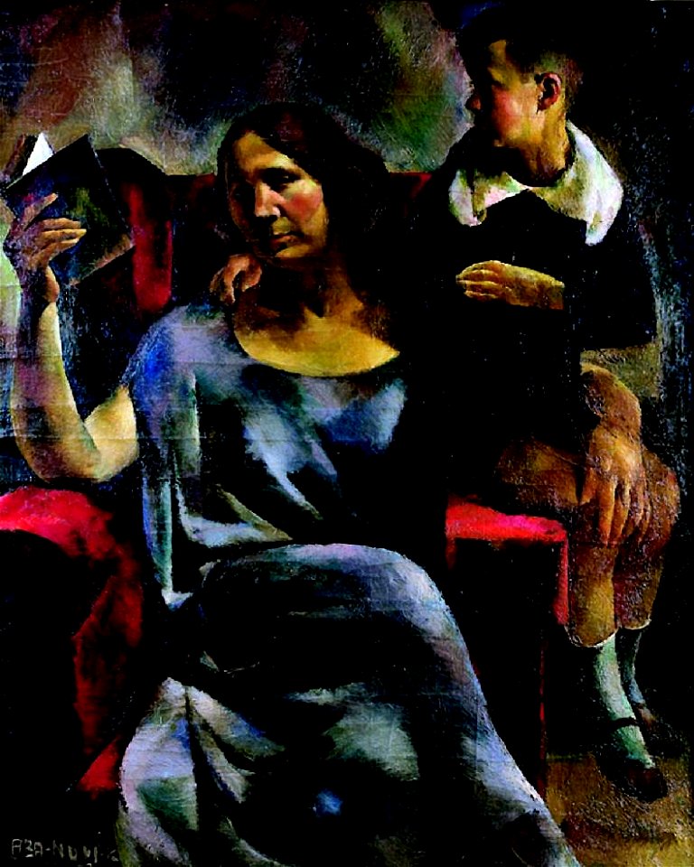 Aba-Novák Mrs. Dezső Kosztolányi and Her Son, Adam 1923
