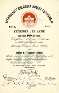 AB Biologiska Museet 100 skr 1893