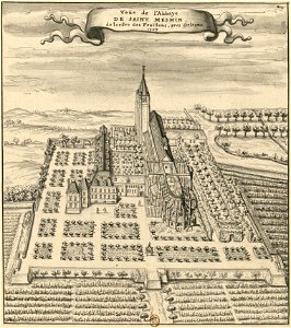 Abbaye de Saint-Mesmin 1707 dessin Louis Boudan