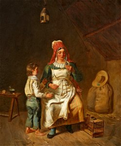 Anne Geneviève Greuze Mutter und Sohn mit Vogelküken