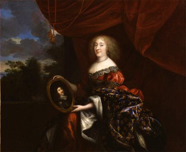 Anne Marie Louise d'Orléans holding a portrait of her father Gaston de France, Jean Nocret