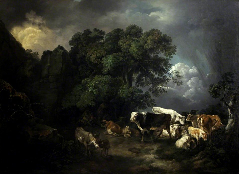 Anne Margaret Coke (Viscountess Anson) (1778-1843) - Animals Sheltering in a Storm (after Philip James de Loutherbourg) - 1271054 - National Trust