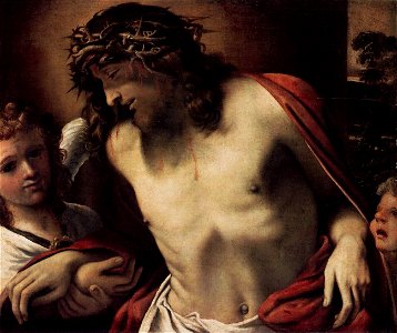 Annibale Carracci - Christ Wearing the Crown of Thorns, Supported by Angels - WGA04427. Free illustration for personal and commercial use.