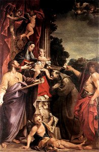 Annibale Carracci - Madonna Enthroned with St Matthew - WGA04419. Free illustration for personal and commercial use.