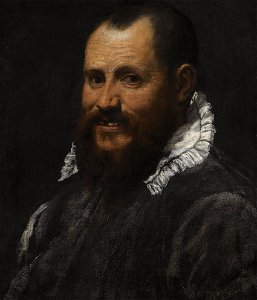 Annibale Carracci - Portrait of a man, bust length, in a white collar