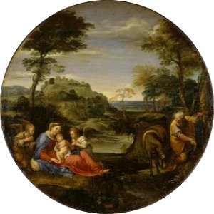 Annibale Carracci - Rest on Flight into Egypt - WGA4445. Free illustration for personal and commercial use.