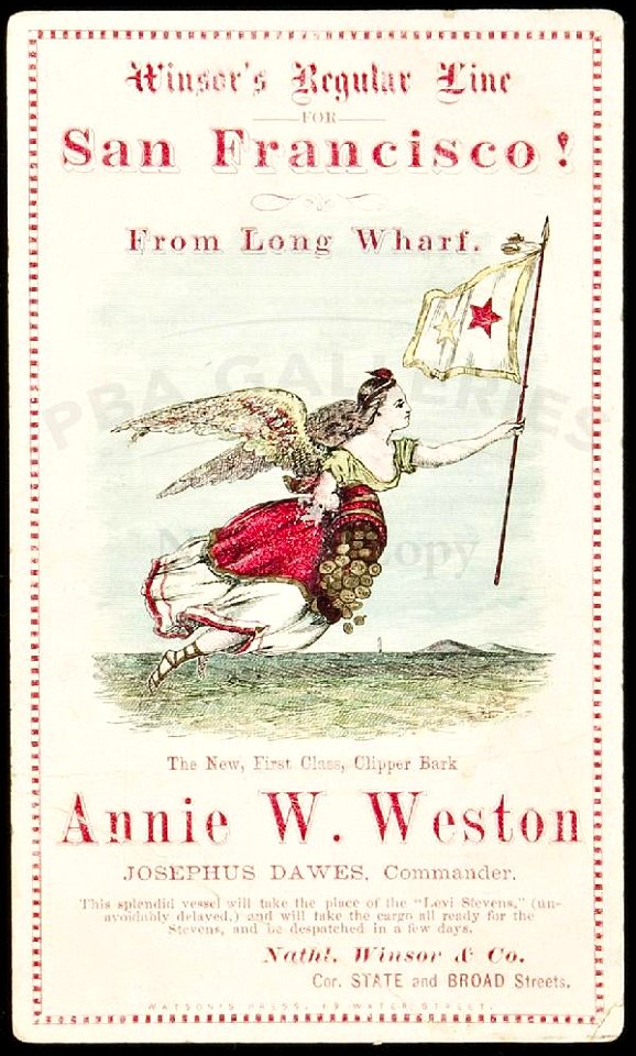 ANNIE W. WESTON Clipper ship sailing card 37578 2