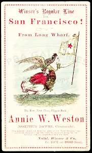ANNIE W. WESTON Clipper ship sailing card 37578 2