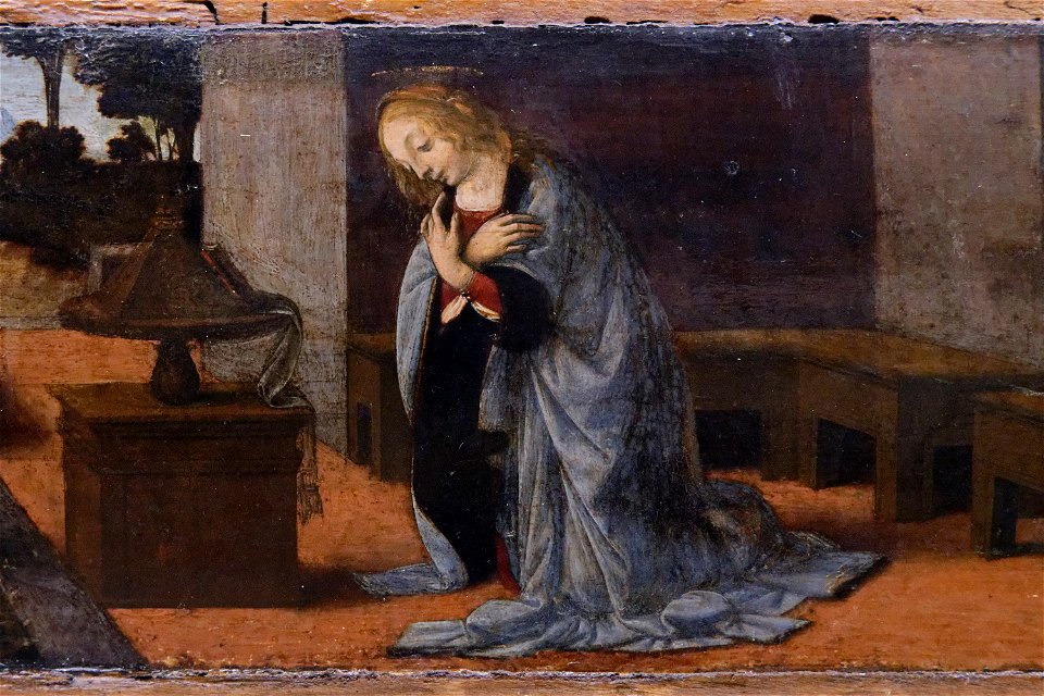Annunciation Lorenzo di Credi Louvre MI598 detail 02