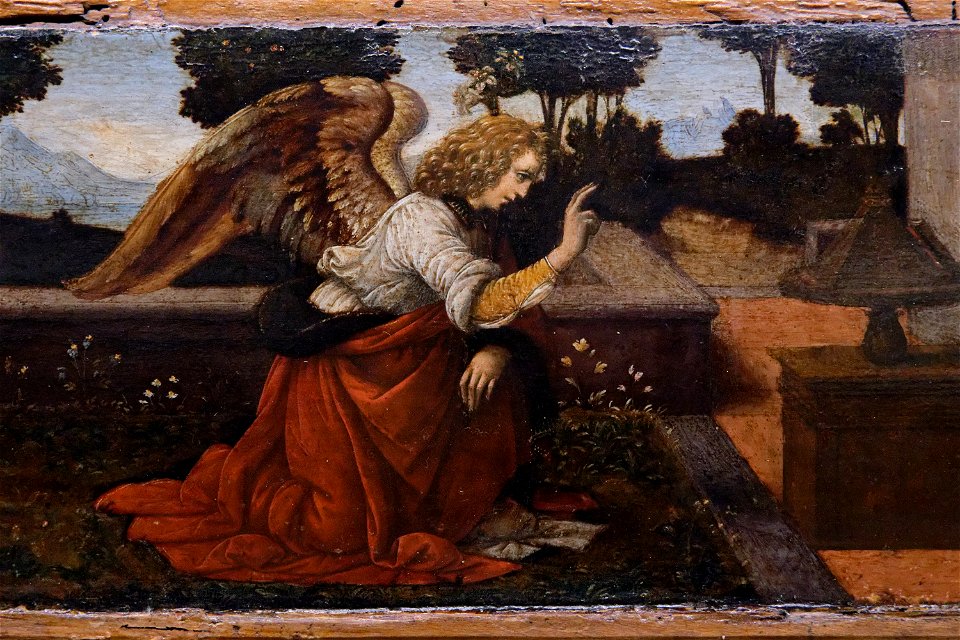 Annunciation Lorenzo di Credi Louvre MI598 detail 01