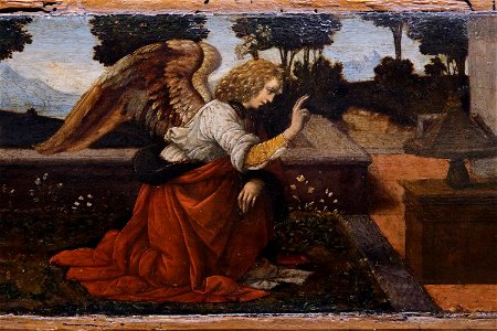 Annunciation Lorenzo di Credi Louvre MI598 detail 01