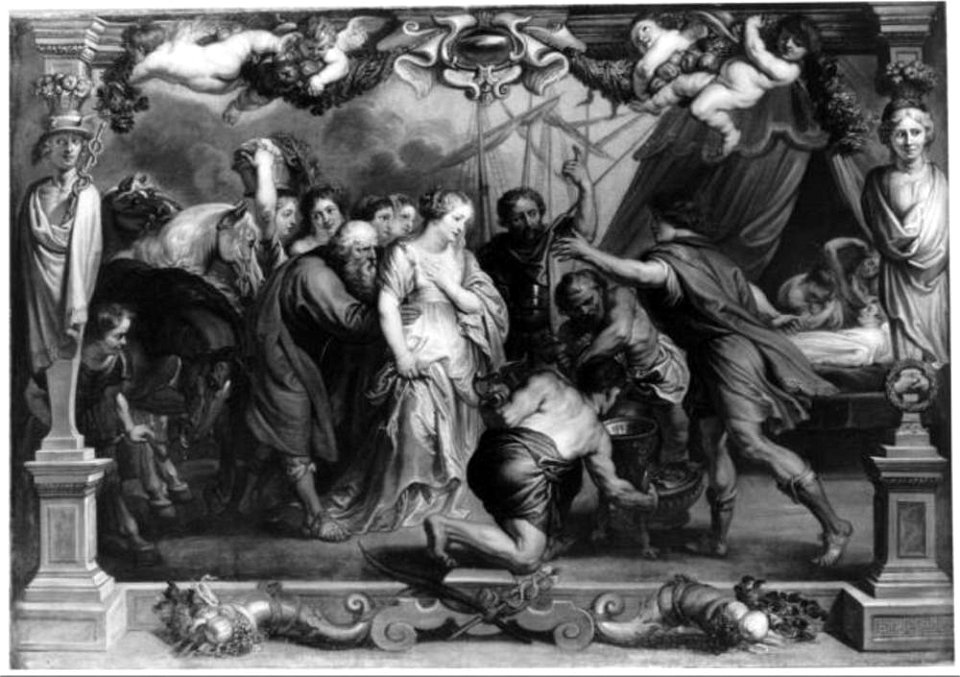 Anoniem na 1635 naar Peter Paul Rubens - Briseis wordt aan Achilles teruggegeven - 51.2981 - Museum of Fine Arts, Budapest