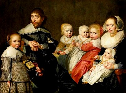 Anoniem Noordelijke Nederlanden (historische regio) 1638 gedateerd - Portret van een familie - 986 - Royal Museum of Fine Arts Antwerp