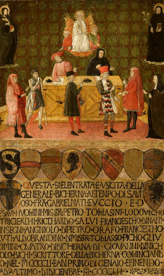 Anoniem - Het kantoor van de belastingsdienst (biccherna) van Siena