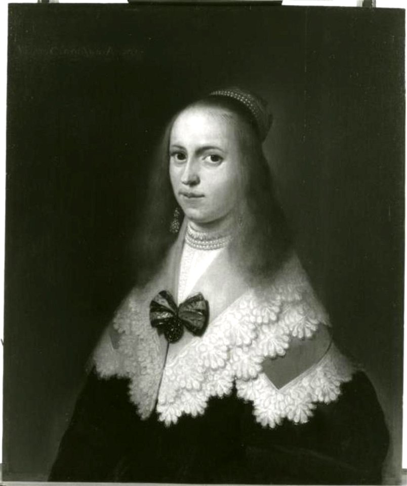 Anoniem Friesland (prov.) tweede kwart 17de eeuw - Portret van Clara Joachimsdr. van Andrée (^-1697) - S00153 - Fries Museum