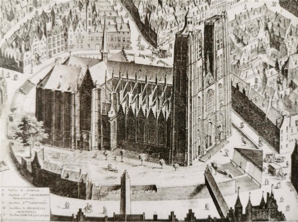 Anoniem, De Sint-Michielskerk (uit Puteanus, Bruxella septenaria, 1646)