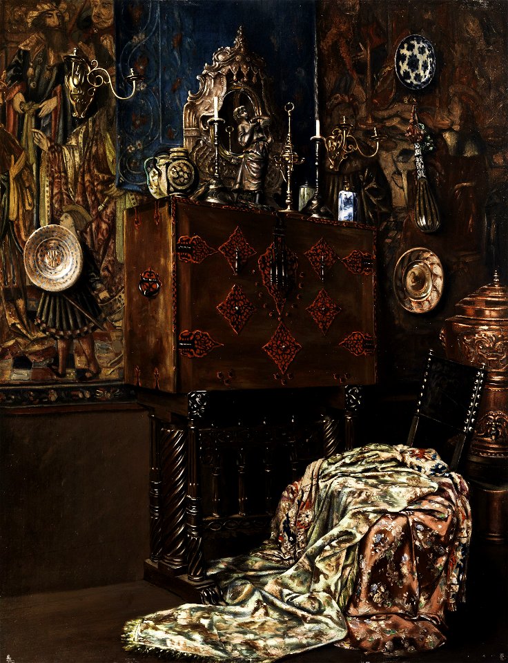 Anonym 19Jh Interieur einer Kunstkammer
