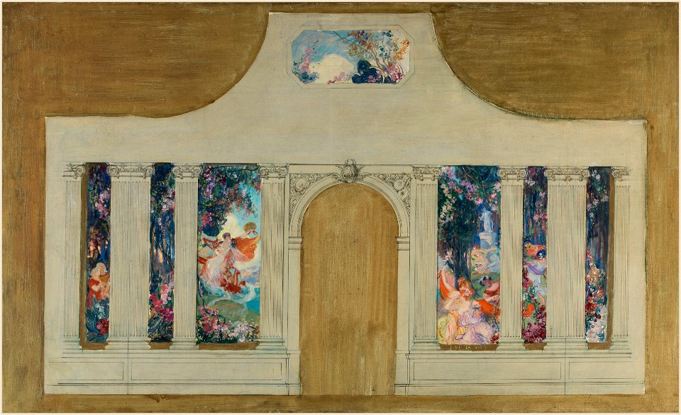 Anonyme - Esquisse pour un décor , Farandole de jeunes femmes aux fleurs - PPP3791 - Musée des Beaux-Arts de la ville de Paris
