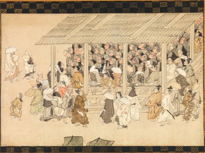 Anonymous - A Nenbutsu Gathering at Ichiya, Kyoto, from the Illustrated Biography of the Monk Ippen and His Disciple Ta'a (Yugyō Shōnin engi-e) - 1975.268.35 - Metropolitan Museum of Art