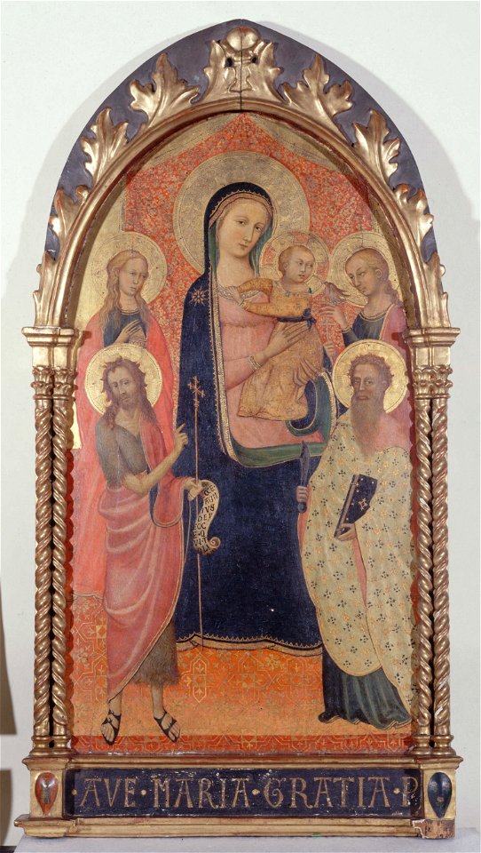 Anonyme - Vierge à l'enfant avec Saint Jean-Baptiste, Saint Barthélemy, Sainte Madeleine et Sainte Marguerite - PPP2565 - Musée des Beaux-Arts de la ville de Paris