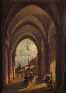Anonymous - Arcades gothiques, avec paysage et figures - J 57 - Musée Cognacq-Jay