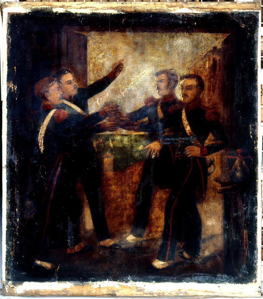 Anonymous - Aux quatre sergents de La Rochelle. Enseigne d'aubergiste. 3, boulevard Beaumarchais, 4ème arrondissement, Paris - EN114 - Musée Carnavalet