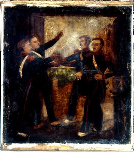 Anonymous - Aux quatre sergents de La Rochelle. Enseigne d'aubergiste. 3, boulevard Beaumarchais, 4ème arrondissement, Paris - EN114 - Musée Carnavalet