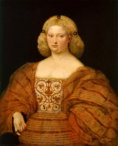 Anonymous - Bildnis einer Frau in gestreiftem Kleid mit Fächer - GG 355 - Kunsthistorisches Museum