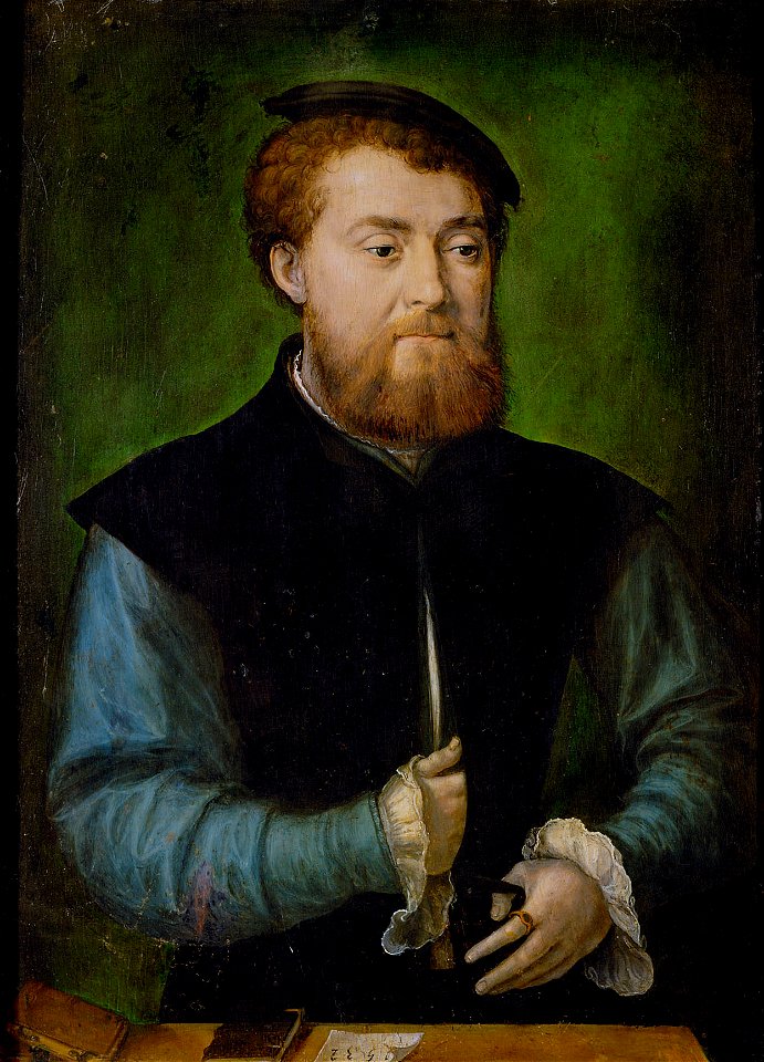 Anonymous - Bärtiger Mann in schwarzem Wams mit blauen Ärmeln - GG 919 - Kunsthistorisches Museum