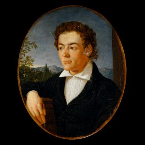 Anonymous - Brustbild eines jungen Mannes vor einer Abendlandschaft - 4582 - Österreichische Galerie Belvedere