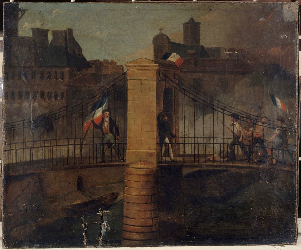 Anonymous - Combat du pont d'Arcole à Paris, le 28 juillet 1830 - P894 - Musée Carnavalet