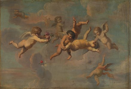 Anonymous - Buitelende putti met bloemen - SK-A-4710 - Rijksmuseum