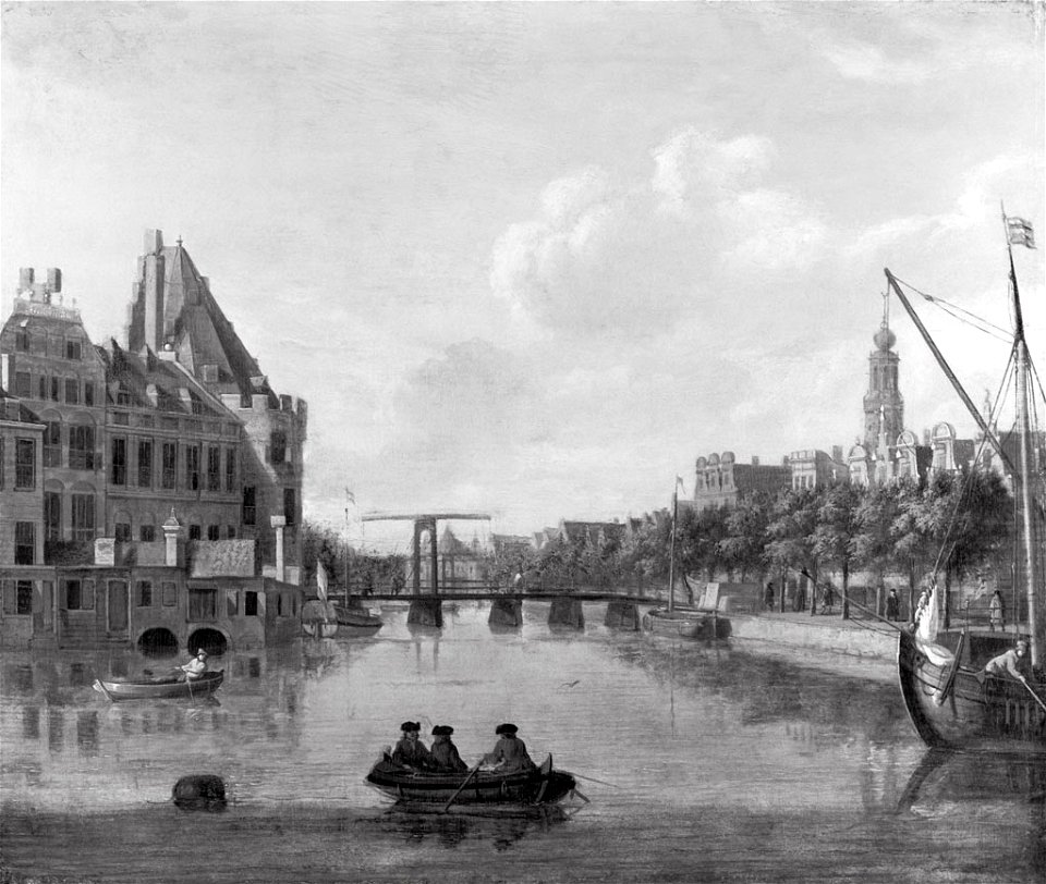 Anonymous - De Kloveniersburgwal gezien vanaf de Binnen-Amstel - SA 3173 - Amsterdam Museum