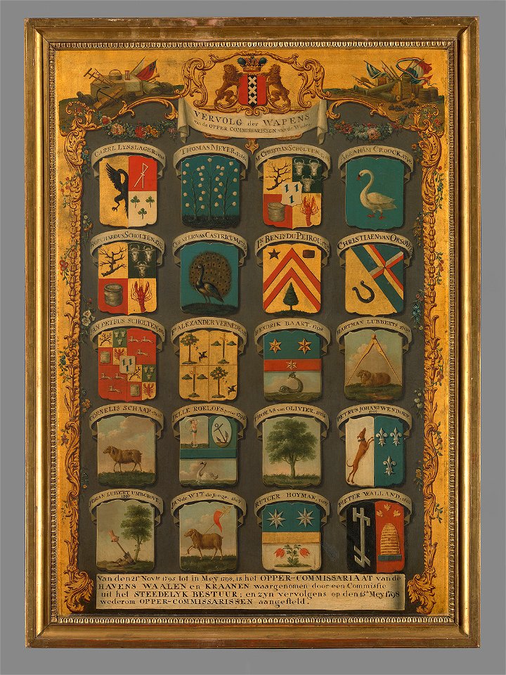 Anonymous - De wapens van de Oppercommisssarissen der Havens, Walen en Kranen (1743 - 1808) - KA 7498 - Amsterdam Museum