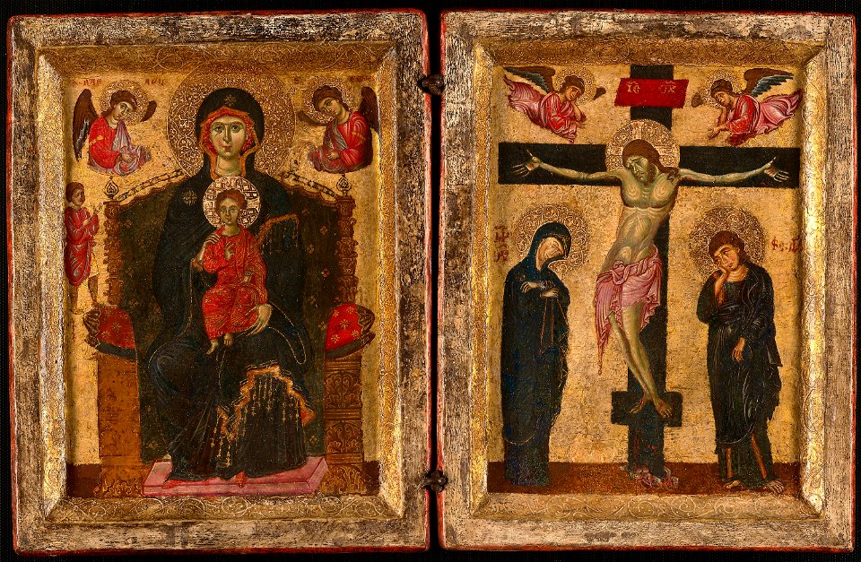 Anonymous - Diptych of the Virgin and Child Enthroned and the Crucifixion - 1933.1035 - Art Institute of Chicago