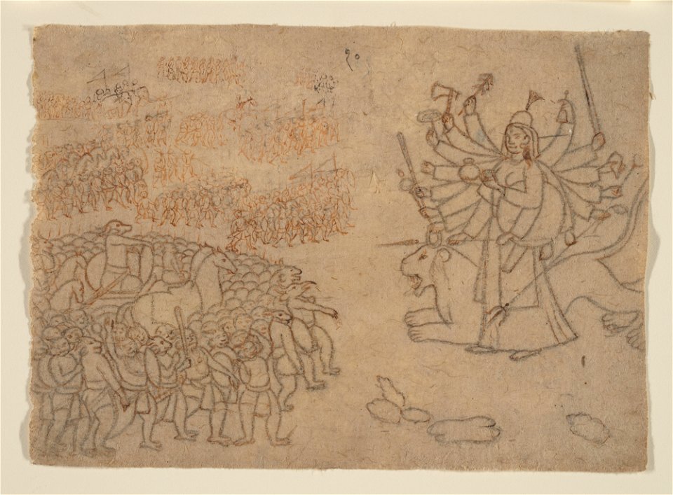 Anonymous - Durga Confronts the Army of the Demon Chikshura, Scene from the Devi Mahatmya - 2008.359.12 - Metropolitan Museum of Art