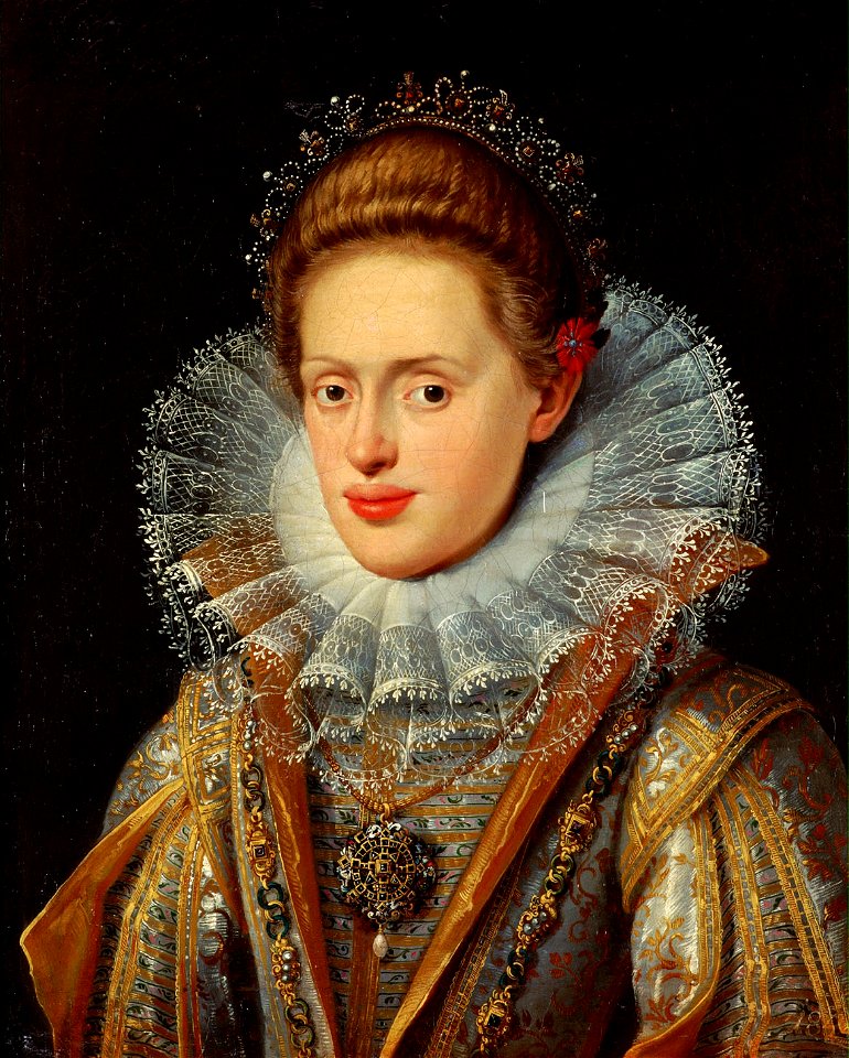 Anonymous - Erzherzogin Anna (1585-1618), Gemahlin von Kaiser Matthias und Tochter von Erzherzog Ferdinand II., Landesfürst von Tirol, Brustbild - GG 9383 - Kunsthistorisches Museum