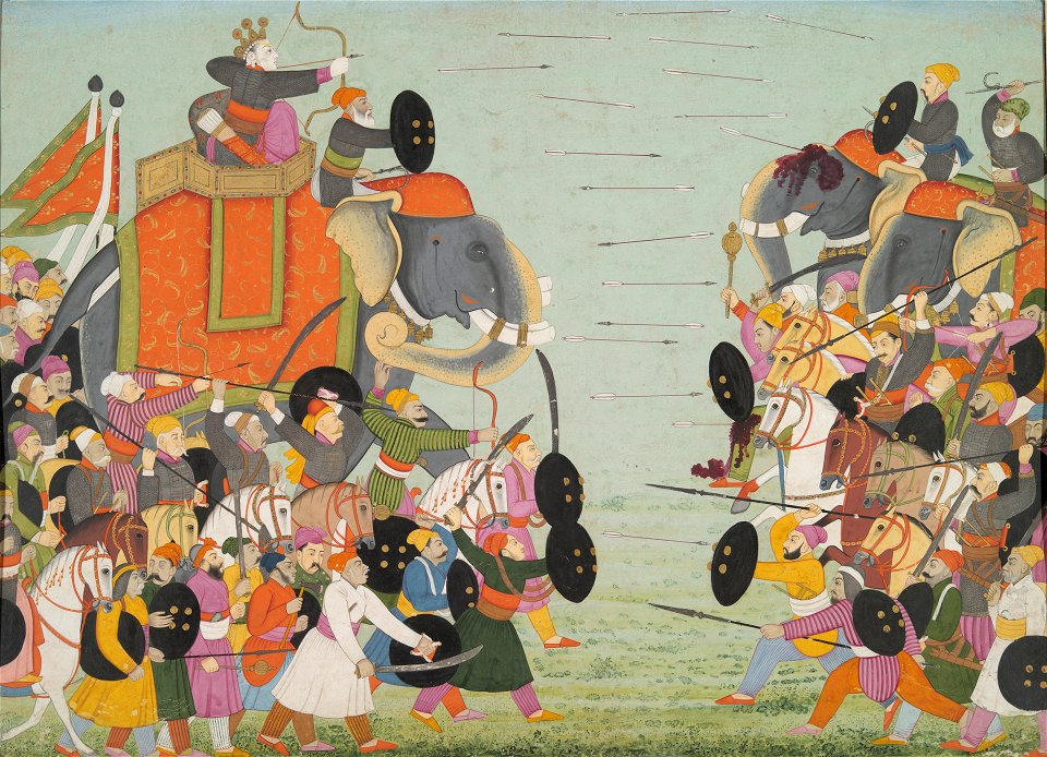 Anonymous - Illustration from a Bhagavata Purana Series, Book 10, Battle Between Balarama and Jarasandha - 2001.138.32 - Yale University Art Gallery