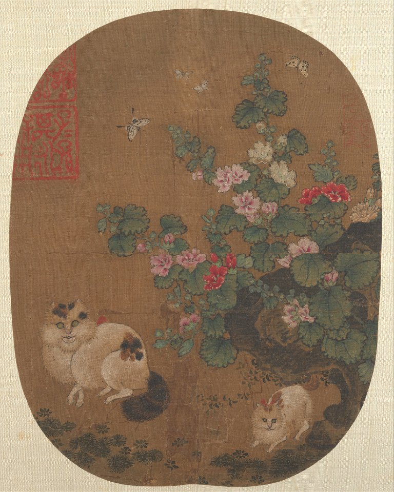 Anonymous - Hollyhocks and Cats - 47.18.38 - Metropolitan Museum of Art