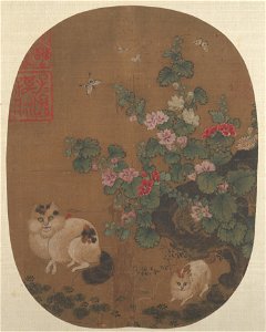 Anonymous - Hollyhocks and Cats - 47.18.38 - Metropolitan Museum of Art