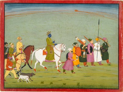 Anonymous - Illustration from a Bhagavata Purana Series, Book 10, Krishna Leads the Townspeople - 2001.138.31 - Yale University Art Gallery
