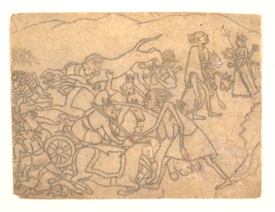 Anonymous - Kali Presenting the Heads of Chanda and Munda to Durga, Scene from the Devi Mahatmya (Glory of the Goddess) - 1995.132.2 - Metropolitan Museum of Art